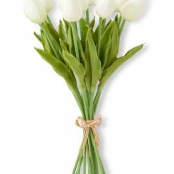 K&K Interiors New! Faux White Tulip Bunch
