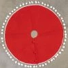Ragon House New! Red Tree Skirt With White Pom Poms, 28"