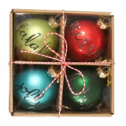 Bethany Lowe Retro Holiday Greetings Ball Ornaments