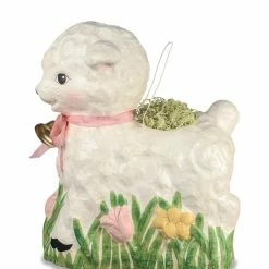 Bethany Lowe Retro Lamb Bucket, Paper Mache