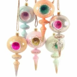 Cody Foster Retro Pastel Spindle Reflector Ornaments New!