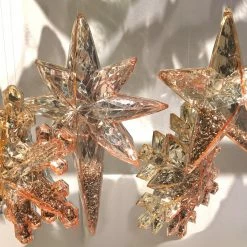 One Hundred 80 Degrees Christmas Glitter Filled Rose Gold Snowflake And Star Ornaments & Bowl Fillers
