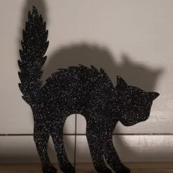 Bethany Lowe New! Scaredy Cat Silhouette, Glittered