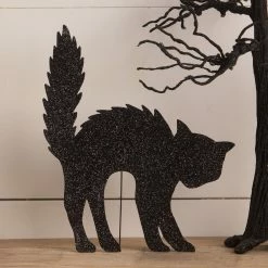 Bethany Lowe New! Scaredy Cat Silhouette, Glittered