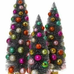 Cody Foster New! Silver Bristle Trees With Multi-Color Ornaments