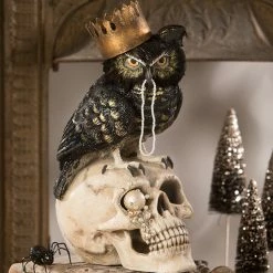 Bethany Lowe New! Sir Wingston Owl On Skull