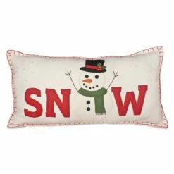 Bethany Lowe New! Snow Applique Felt Pillow With Snowman