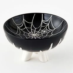 One Hundred 80 Degrees Spiderweb Treat Bowl With Skeleton Hands New!