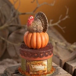 Bethany Lowe New! Thanksgiving Turkey On A Box
