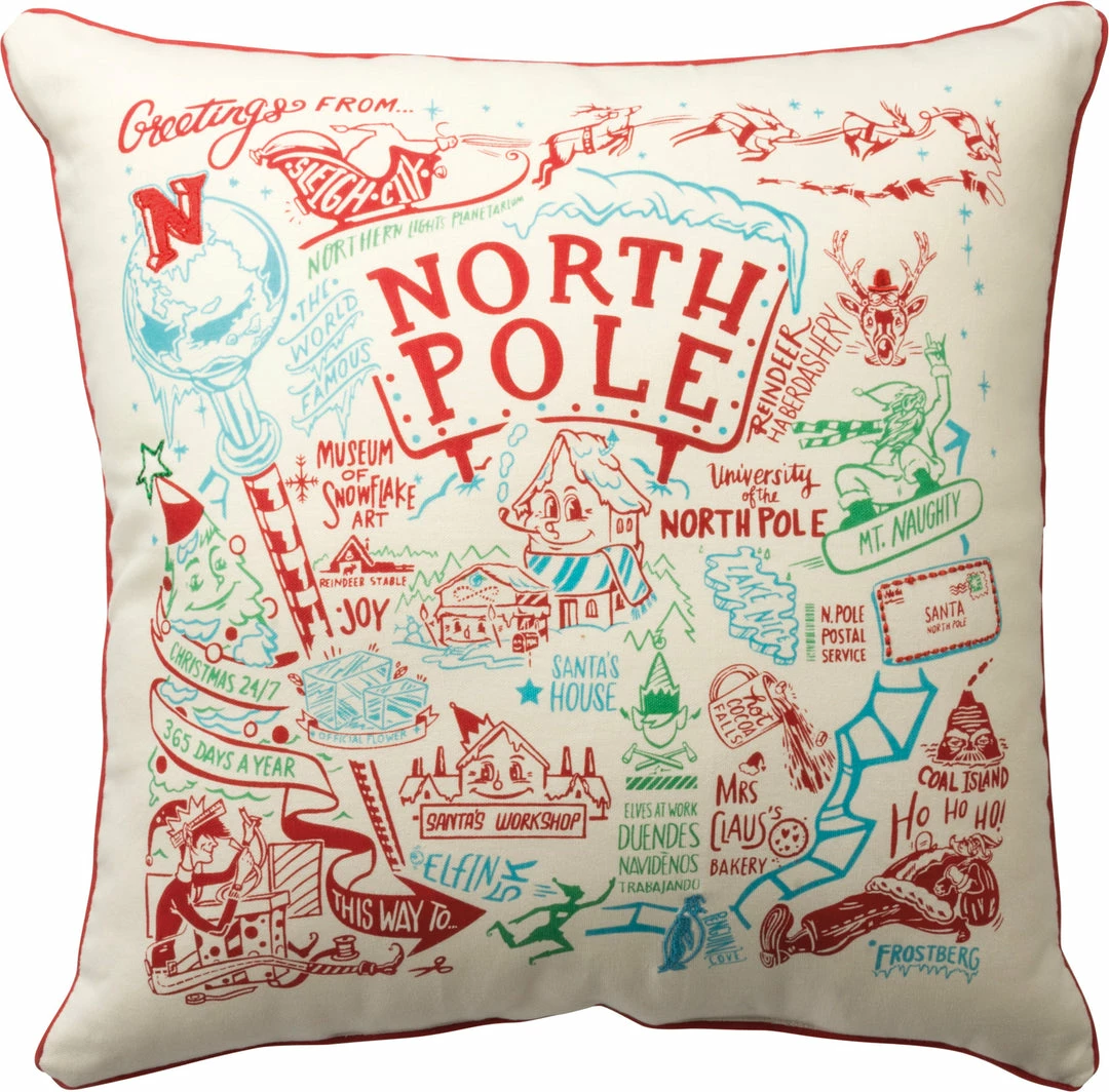 Primitives By Kathy This Way To The North Pole Pillow New! 3 Primitives By Kathy This Way To The North Pole Pillow New!