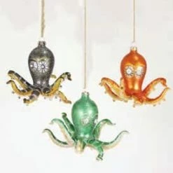 The Holiday Barn Christmas Kitsch Octopus Ornaments