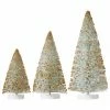 Raz Flocked Blue-Green Bottle Brush Trees Dusted With Gold Glitter