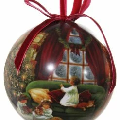 ShiShi Victorian Christmas Decoupage Ball Ornament, Christmas Eve