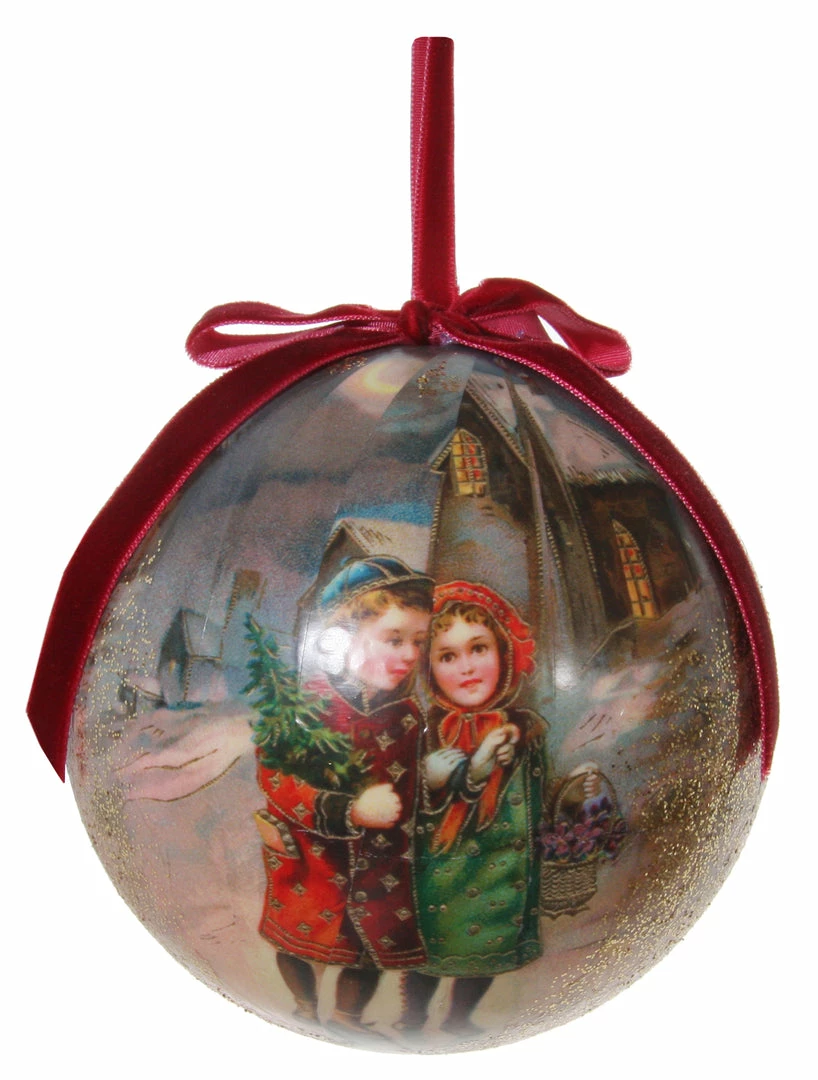 ShiShi Victorian Christmas Decoupage Ball Ornament, Christmas Tidings Children 3 ShiShi Victorian Christmas Decoupage Ball Ornament, Christmas Tidings Children