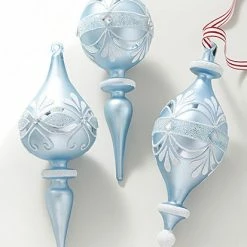 Raz Vintage Elegance Blue Finial Ornaments New!