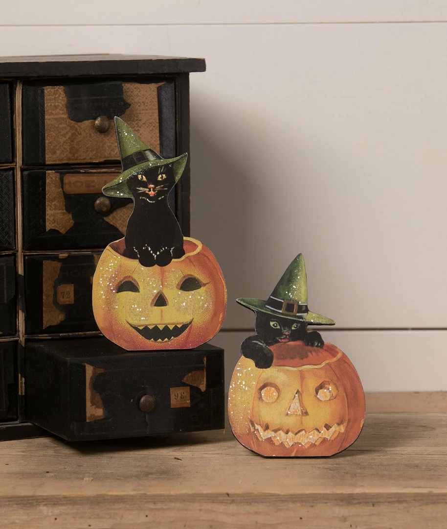 Bethany Lowe Black Cat In Jack O' Lantern Dummy Boards 3 Bethany Lowe Black Cat In Jack O' Lantern Dummy Boards