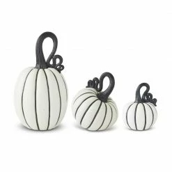 TheHolidayBarn.com Black & White Striped Pumpkins New!